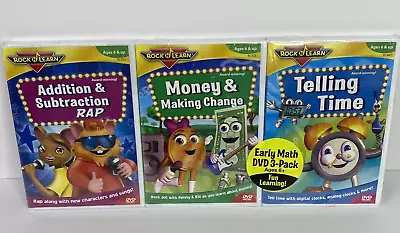 NEW Rock N Learn 3 Pk Learning Math DVD Adding Subtracting Money Time Homeschool • $29.95