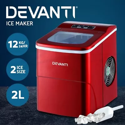 Devanti Ice Maker Machine Portable Commercial Ice Cube 2L Bar Countertop 12KG • $129.95