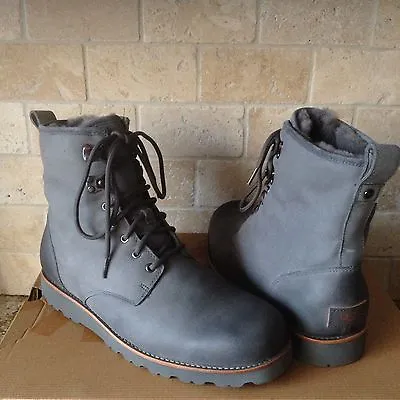 Ugg Hannen Tl Metal Grey Waterproof Leather Sheepskin Boots Shoes Us 7 Mens • $152.99