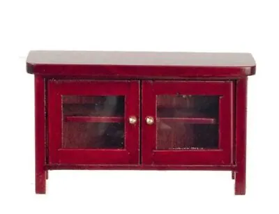 Dolls House Modern Mahogany Cabinet TV Stand Miniature Living Room Furniture • £11.99