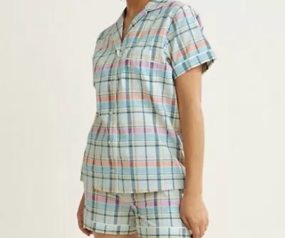 Vera Bradley Women’s Pastel Plaid Cotton Poplin Pajamas Top Shorts Size 2XL NWT • $45
