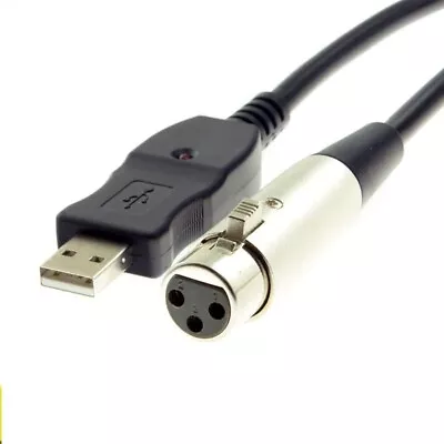 XLR Female To USB Male 3m 9ft Cable Adapter Vocal Recorder Microphone Link A314 • $12.30