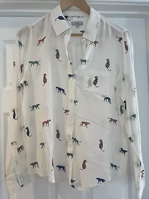 Rails Kathryn Button-Up Shirt Multi-Color Wild Cat Print Small White W/Tiger • $28