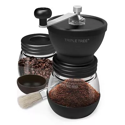 Manual Coffee Grinder With Ceramic Burrs Hand Coffee Mill With Two Glass Jars... • $20.54