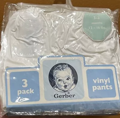 Vintage 3-Pk Gerber 3-6 Months 12-16 Lbs Vinyl Plastic Rubber Pants Diaper Cover • $19.99