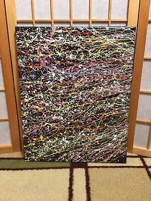 Jackson Pollock Style Painting 16  X 20  No. 221. Signed By Artist COA Issued • $299.92