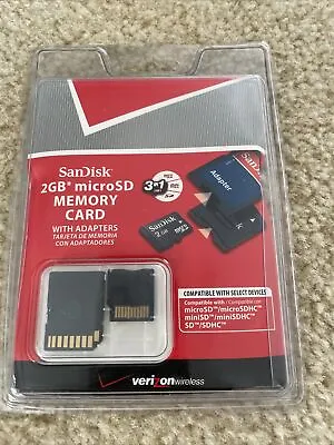 Sandisk 2GB Memory 3 In 1 MicroSD Card With Adapters Verizon Wireless New Sealed • $10