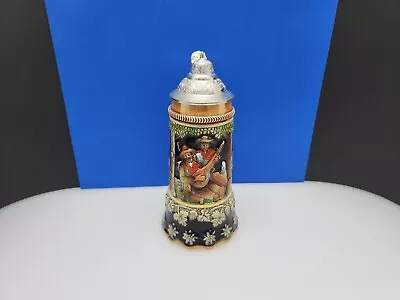 Vintage German Beer Stein W/Pewter Lid Music Box Hand Painted  • $31.50