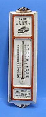 Leon Little & Sons & Daughter Trucks Houlton Maine Steel Wall Thermometer Clean • $21