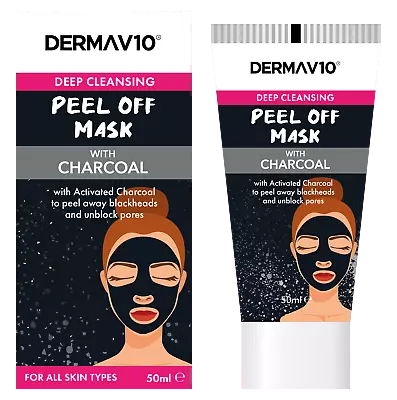 Derma V10 Charcoal Peel Off Face Mask Unblock Pores Blackhead Remover • £4.99