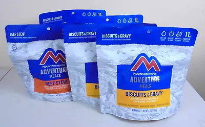 4x Mountain House Buscuits & Gravy  W/1 Beef Stew Freeze Dried Food Pouches • $44