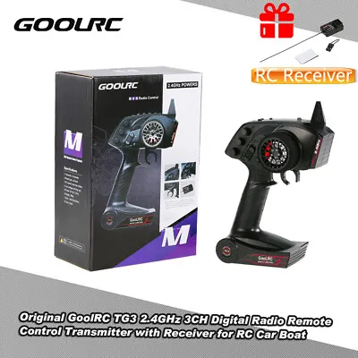 UK GoolRC TG3 2.4GHz 3 Channels Control Transmitter&TG3 Receiver For RC Car Boat • £26.99