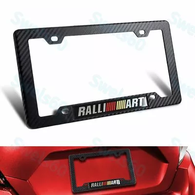 Carbon Look ABS License Plate Tag Frame For Mitsubishi RALLIART 1PC W/Car Emblem • $7.75