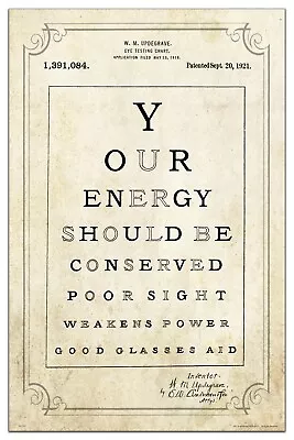 Vintage Optometrist Patent Art Print 11x17 Eye Glasses Chart Office Wall Decor • $11.95