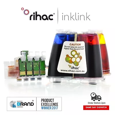 RIHAC CISS For Epson Workforce 7010 WF7510 WF7520 NX635 Cartridge 138 Ink System • $130