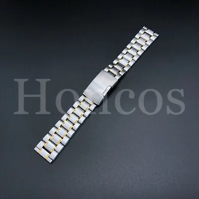 $16.99 • Buy 18 MM Steel And Gold Bracelet Watch Band Strap Replacement High Quality Vintage 