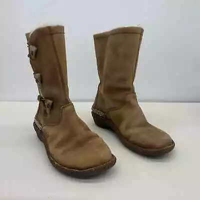Women's UGG Tan Leather Slip-On Sherpa Lined Boot - Size 9 • $34