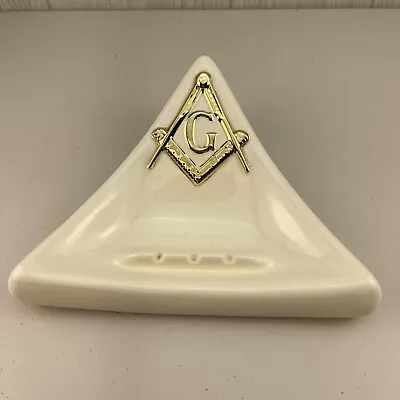 Vintage Mason Masonic Freemason Ceramic Triangular Ashtray Signed  DJR 2-81  • $29.95