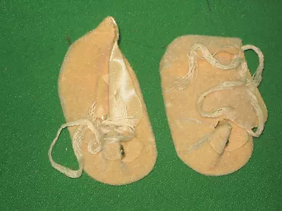 Vintage Ecru Doll Shoes-Cloth Faux Seude- 1  X 2 1/8  -New Old Stock • $12