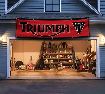 Triumph Motorcycles 2x8ft Banner Moto Racing Flag Man Cave Wall Decor Large Sign • $17.95