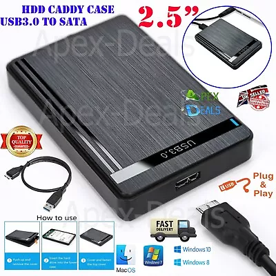 2.5  Inches USB 3.0 SATA Hard Drive Enclosure Case External Black Caddy HDD SSD • £5.49