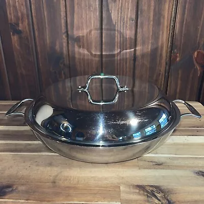 All Clad  Paella Braiser Pan + Domed Lid Stainless Steel 13  Diameter • $59.99