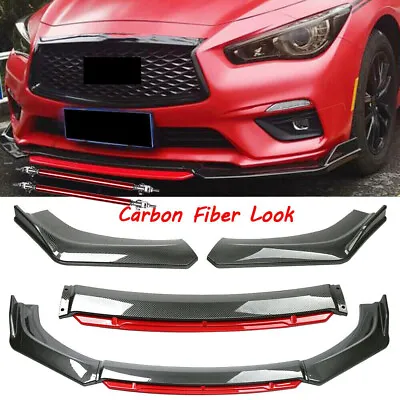 For Infiniti Q50 G35 G37 Front Bumper Lip Spoiler Splitter Body Kit Carbon Fiber • $129.99