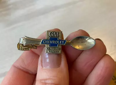 Vintage GM CHEVROLET Genuine Parts Silver Spoon Tie Bar Clasp 1 3/4  RARE • $9.99