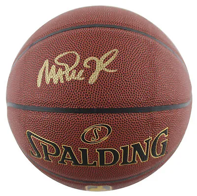 Lakers Magic Johnson Authentic Signed In Gold Spalding Brown Basketball BAS • $149.99