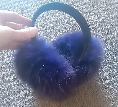 $33.19 • Buy Real Fox Fur Winter Earmuffs Headband- Purple- Women's Size M/L