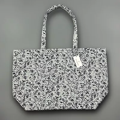 Vera Bradley Grand Tote Bag XL Floral Blue Gray Perrenials Brand New NWT • $44.99
