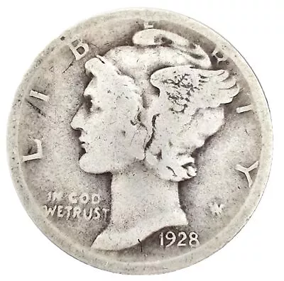 1928-D Mercury 90% Silver Dime Good  BEST VALUE ON EBAY Free S&H W/Tracking • $5.99