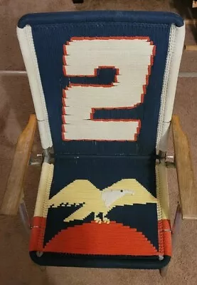 Vintage Rusty Wallace Nascar Lawn Chair With Wooden Arms Nice Shape  • $54.99