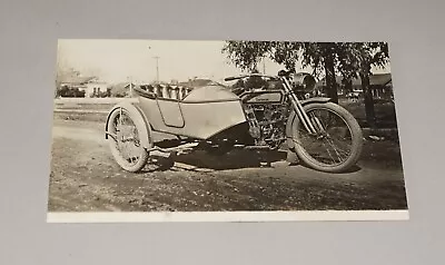Orig. Early 1900s Harley-davidson Motorcycle W/ Sidecar Real Photo Postcard Rppc • $28