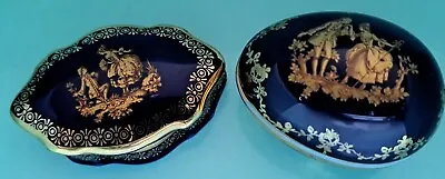 Two Elegant Limoges Trinket Ring Porcelain Boxes.  Hand Painted  Late 20th C. • £9.50