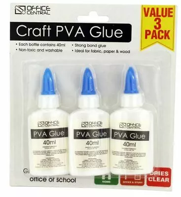 $8.49 • Buy 3x 40ml Non Toxic PVA Glue  DIY Craft Slime Scrapbooking Washable Adhesive 