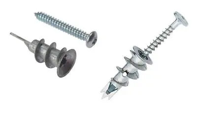 Metal Plasterboard Cavity Wall Plug Fixings Metal Drivas With Screws Qty 1-100 • £1.11