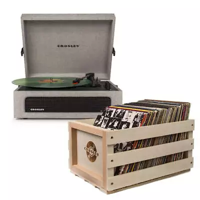 Crosley Voyager Bluetooth Portable Turntable - Grey + Bundled Record Storage • $259.89