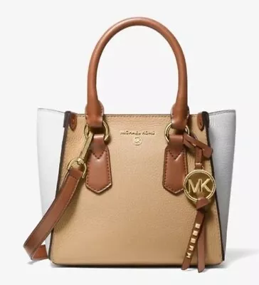 MICHAEL KORS NWT Women's KRIS Med Leather Satchel/Xbody Peanut Multi MSRP $358 • $115