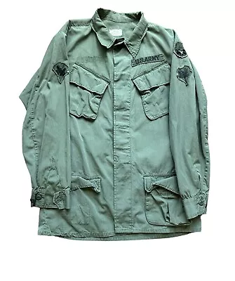 VTG Vietnam OG-107 Poplin Slant Pocket Combat Tropical Coat Jacket Medium Long • $54.99