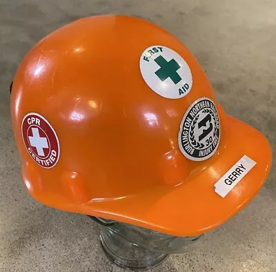 NICE VTG Orange FIBERGLASS 502 Hard Hat Railroad Burlington Northern First Aid • $89.99