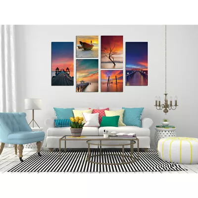 Ocean View 6 Piece Wrapped Canvas Wall Art Print 40X64 Inches • $129.75