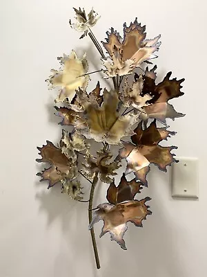 CURTIS C JERE Brutalist Metal Leaf Wall Art Sculpture Signed Mid Century MCM A • $380