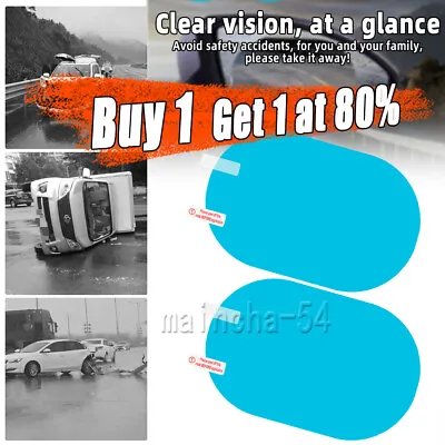 £2.97 • Buy 2X CAR ANTI-FOG RAINPROOF STICKER Wing Mirror Window Protective Film Rain Shield