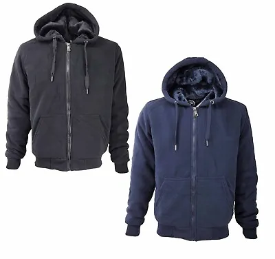 £20.99 • Buy Mens Thick Soft Fur Fleece Heavy Duty Work Zip Up Hoodie Winter Black Sweatshir