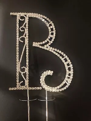 RHINESTONE CRYSTAL SILVER LETtER B CAKE TOPPER DECORATION • $15