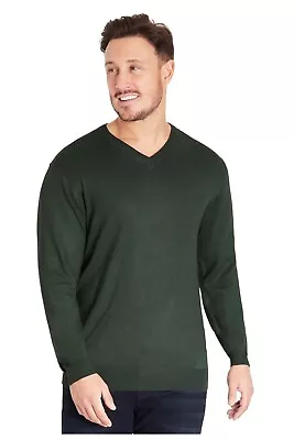 CityComfort Mens Jumper V-Neck Pullover Winter Sweater Ribbed Waist And Sleeves • £7.99