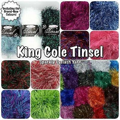 £3.10 • Buy King Cole Tinsel Chunky Sparkle Furry Soft Eyelash Knitting Wool Yarn 50g Ball