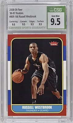 2008 Fleer 86 Rookies Russell Westbrook ROOKIE RC #166 CSG 9.5 Quad GEM MINT • $349.99