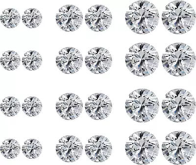 Parts Express 12 Pair Silver Alloy Diamond Magnetic Stud Earrings For Unisex No  • $13.85